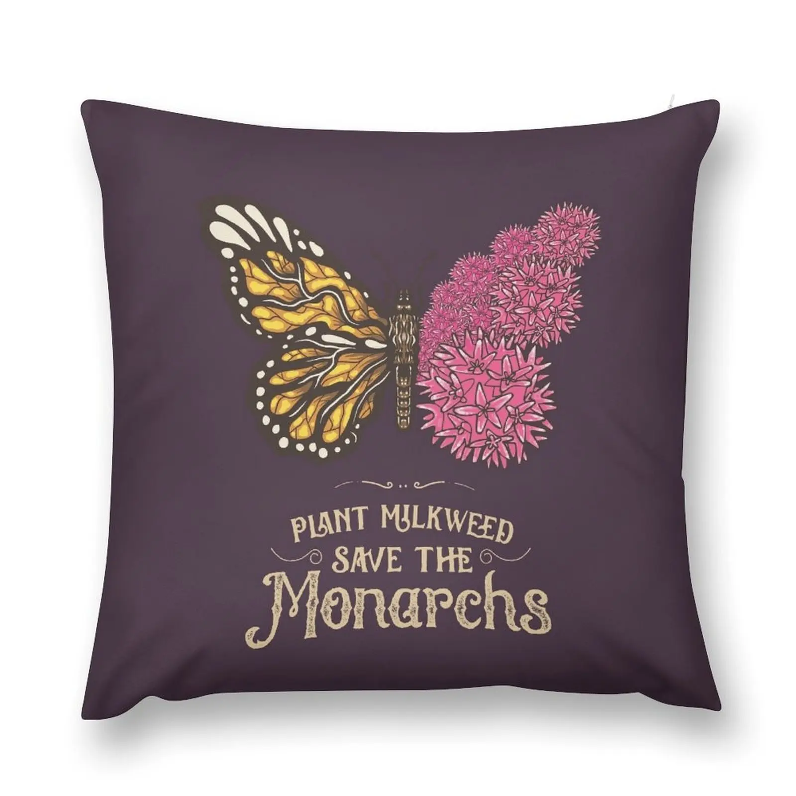 Save The Monarch Butterfly Plant Milkweed Vintage Art Throw Pillow Sofa Covers Room decorating items Decorative Cushion pillow