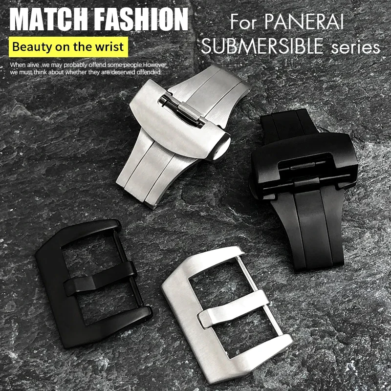 316L Stainless Steel Butterfly Watch Clasp for Panerai 20mm 22mm Metal Screw Foldover Tang Buckle Deployment Button