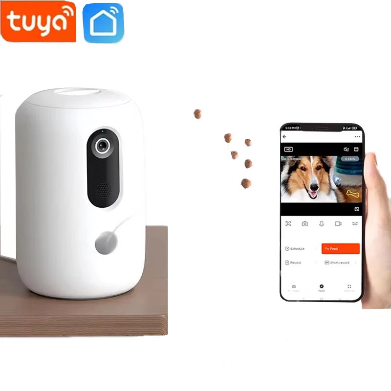 2026 Custom Logo Hd Camera Automatic Pet Feeder Wifi Smart App Remote Control Throwing Food Dog Treat Dispenser