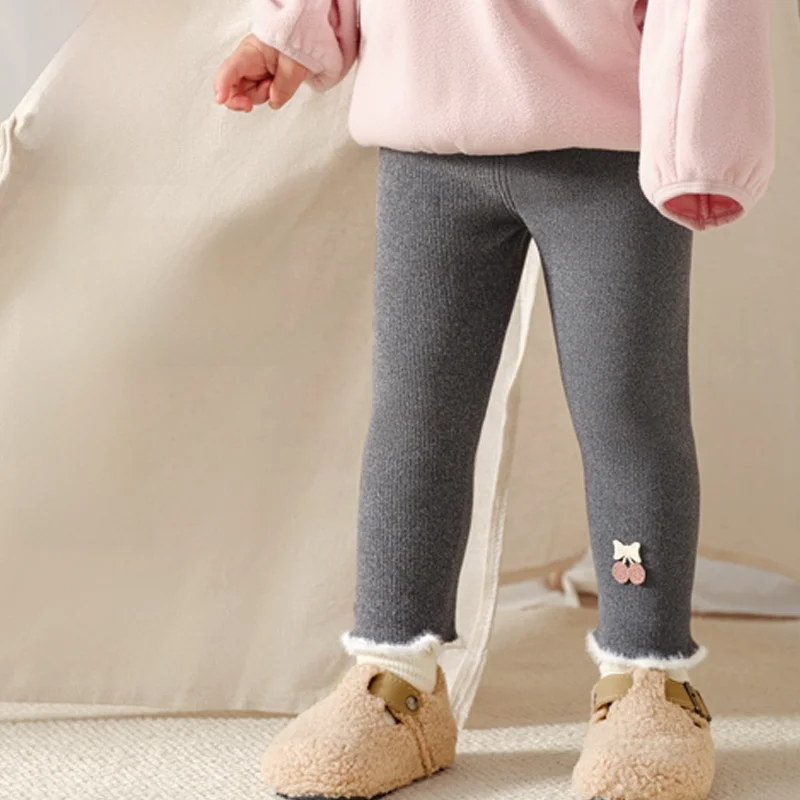 

Термолеггинсы OUYUN для девочек, из катионной ткани, теплые, на флисовой подкладке, эластичные зимние брюки для детей и малышей, 80-130 см