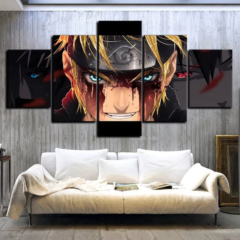Unframe HD Printed 5 Piece Modular Home Decor Wall Art Naruto Anime Paintings on Canvas Wall Art for Home Decorations Wall Decor