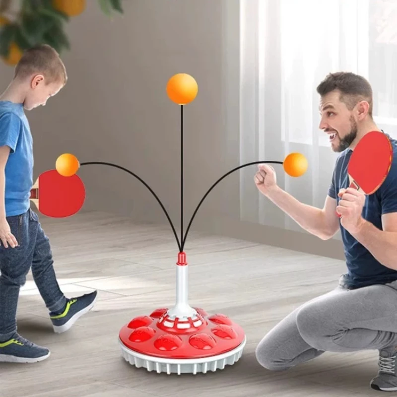 Elastic Tennis Trainer Set Sports Toy with 2 Pole 6 Balls 1 Pair Paddles Kids Outdoor Rebound Ping Pong Training Toys Kit