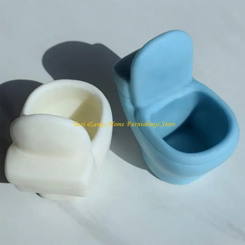 W8EA Toilet Scented Silicone Mold DIY Decoration Flower Pot Mold 3D Handmade-Soap Mold Gypsum Ornament