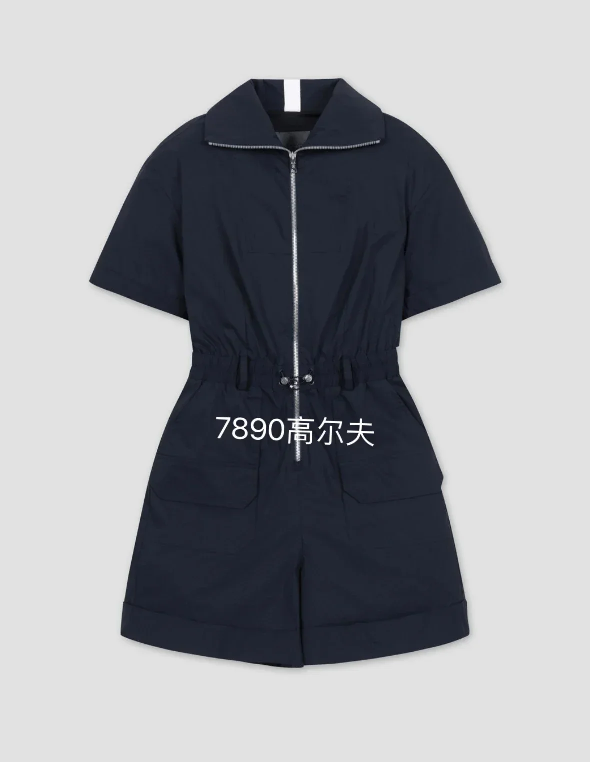 

24 Summer Golf Clothing Women's Half Zipper Flip Collar Waistband Jumpsuit for Casual Wear