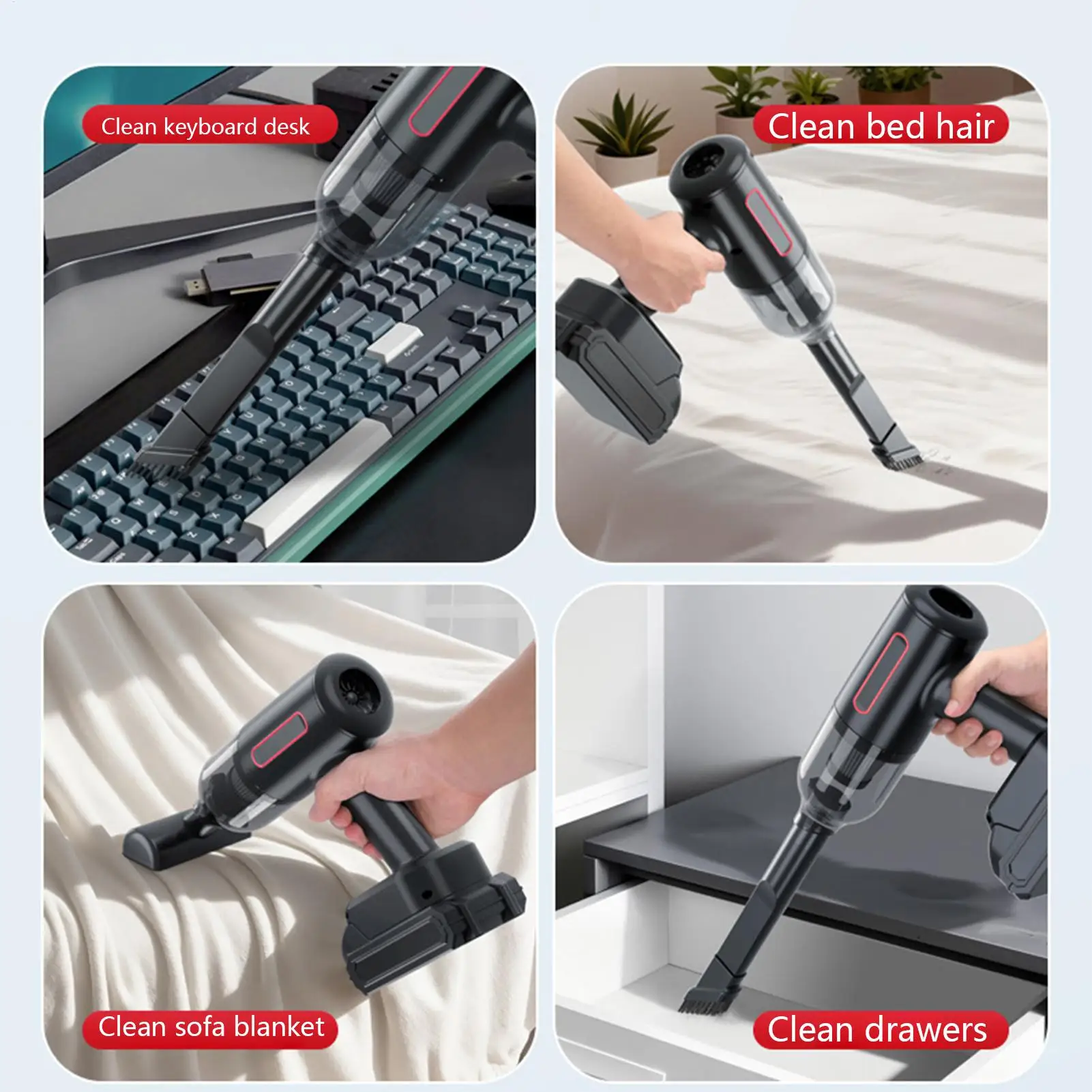 

120W Handheld Vacuum Cordless Air Duster Cordless Hand Vacuum for Truck Interior Home Couch Carpet Upholstery Desk Keyboard