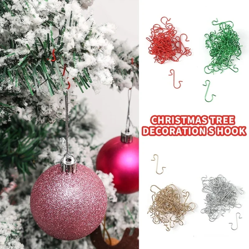 50Pcs Christmas Ornament Hooks Christmas Tree Ball Hanging Pendant Hooks Stainless Steel S-Shaped Hook Navidad Christmas Decor