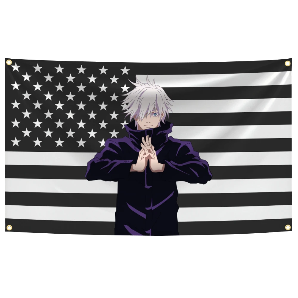 Gojo Satoru American Anime Flag Tapestry Outdoor Decor Jujutsu Kaisen Flags Decorative Home Objects Decoration Garage Hanging