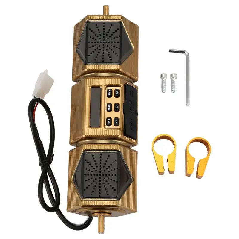 A56P-Motorcycle MP3 Player Handlebar Speaker Bluetooth Music FM Radio Waterproof Adjustable Bracket Bike Audio Stereo 12V