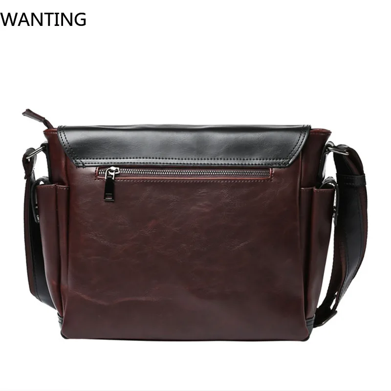 كريزي هورس جلد الرجال حقيبة كتف موضة فاخرة حقيبة ساعي الرجال حقيبة كتف قدرة عالية السفر عبر الجسم حقائب اليد #4