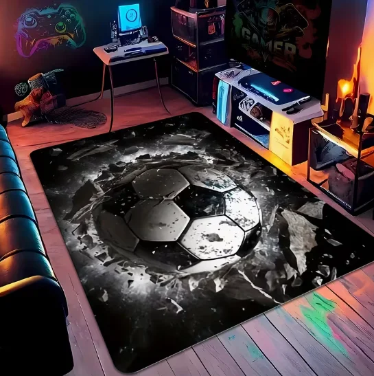 3D Sports Football Creative Earth Mat Office Door Mat Restaurant Coffee Shop Decoration Mat, Eid Al Fitr Restaurant Floor Mats