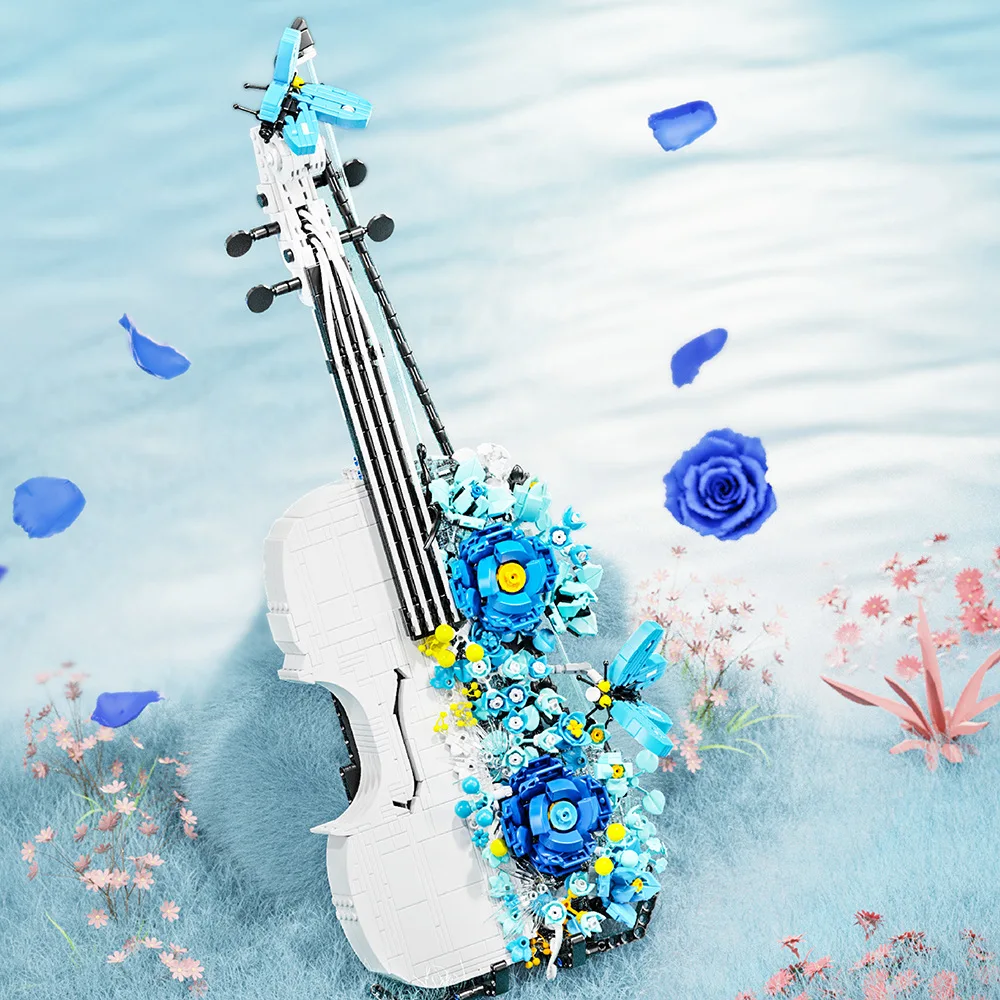 

Creative Violin&Flowers Model Building Block Toy Roses Butterflies MOC DIY Bricks Decoration Toy for Kids Girls Christmas Gift