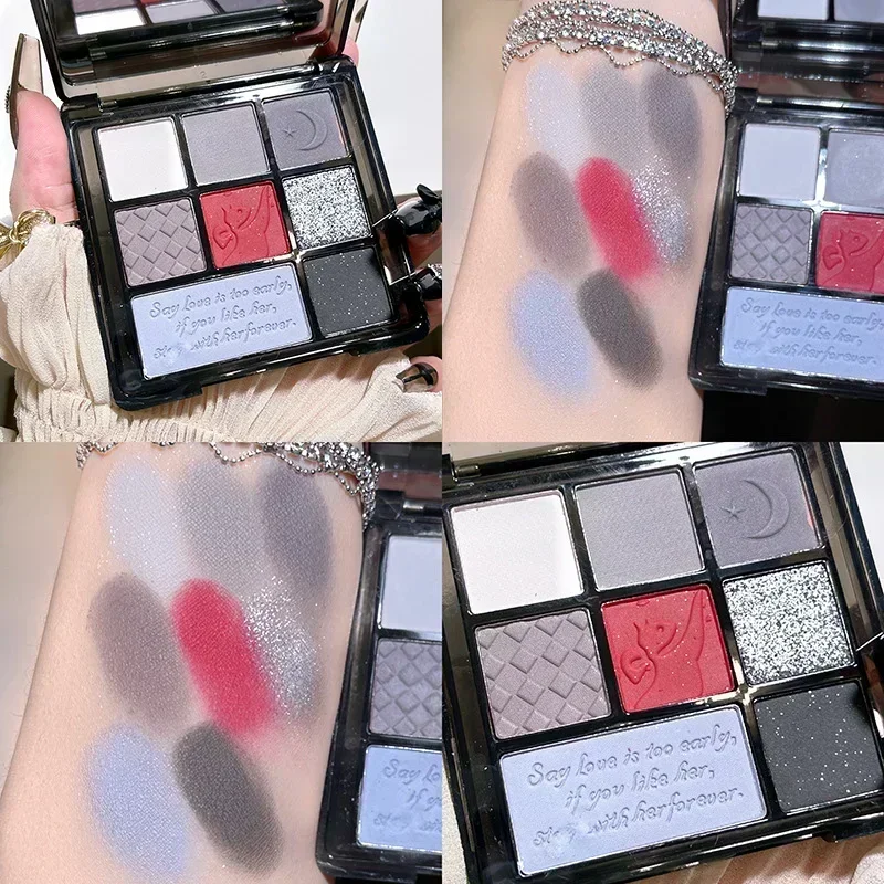 Cement Grey Black Eye Shadow Palette Makeup Eyes Glitter Contour Pigments Palette Pearly Shimmer Fashion Korean Shadow Makeup