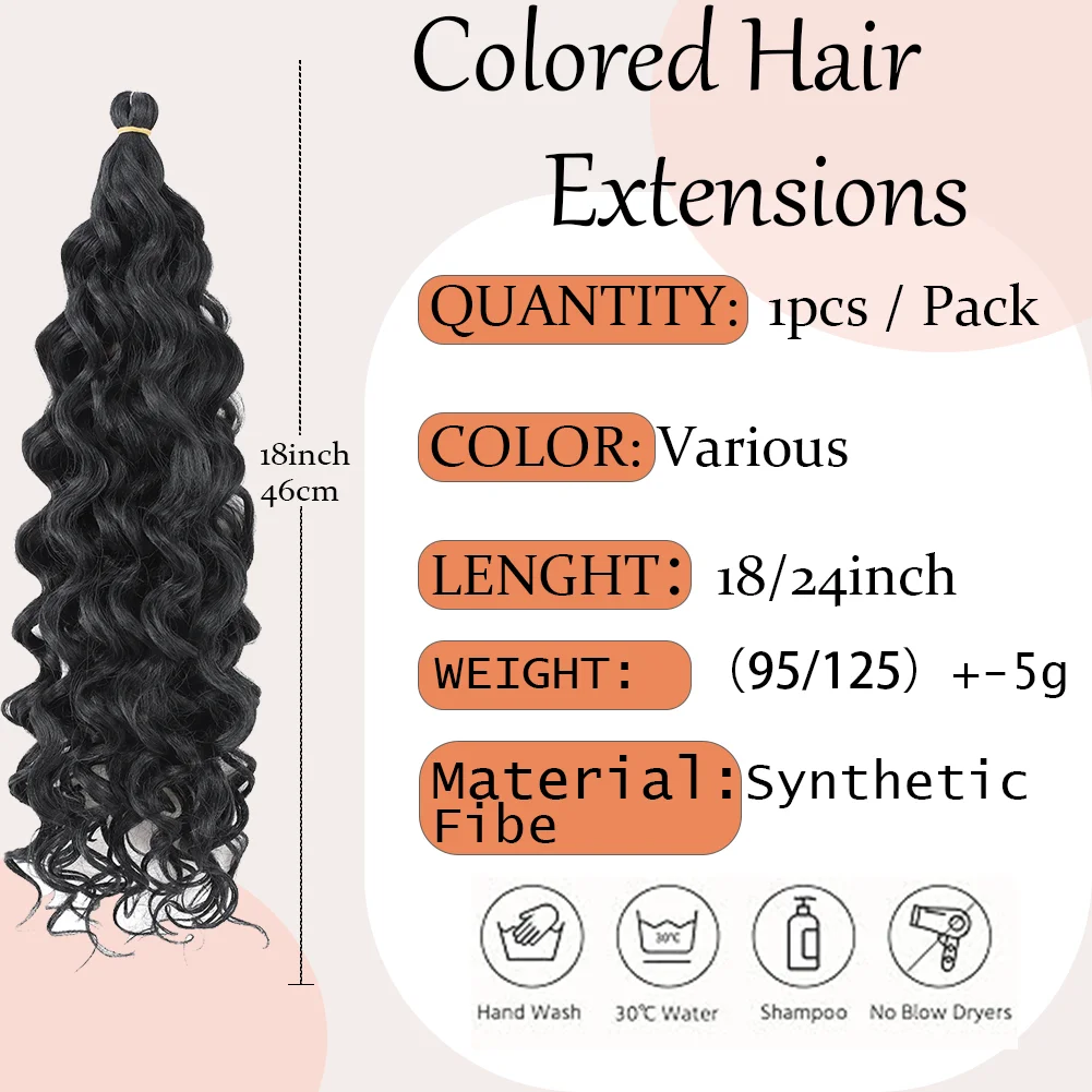 Curly Crochet Hair Extesion 18&24 Inch Hawaii Ocean Wave Braiding Hair Goddess Locs Synthetic Hair Boho Style Hairpiece For Wome