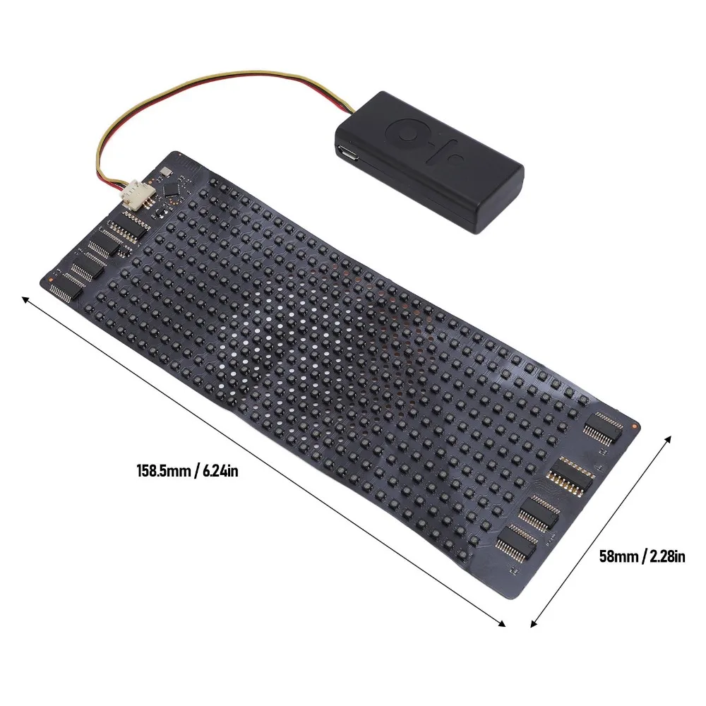 12x32 Resolution Flexible LED Display RGB LED Beads HD Full Color Rollable Screen APP Control 158.5x58mm LED Screen Advertising