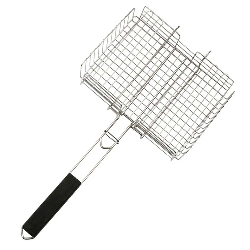 

1pc Stainless Steel Bbq Grill Rack Portable Foldable Outdoor Barbecue Mesh Clip Kitchen Tool Iron Plating Cooking Utensil For