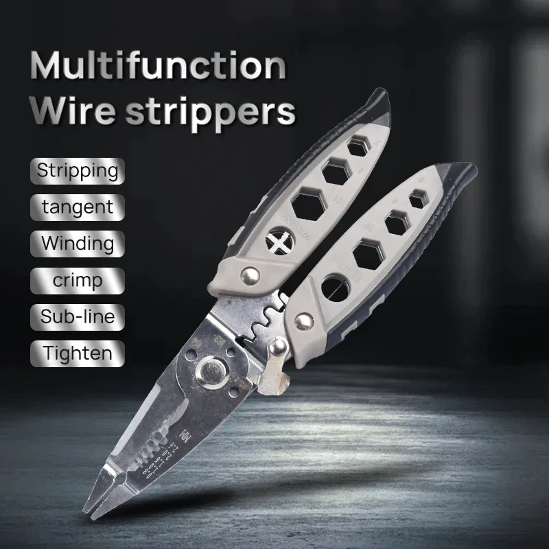 

YLONDAO Wire Stripper Multi-functional Electrician Special Stripping Pliers Wire Winding Nipper Crimping Pliers Hand Tools