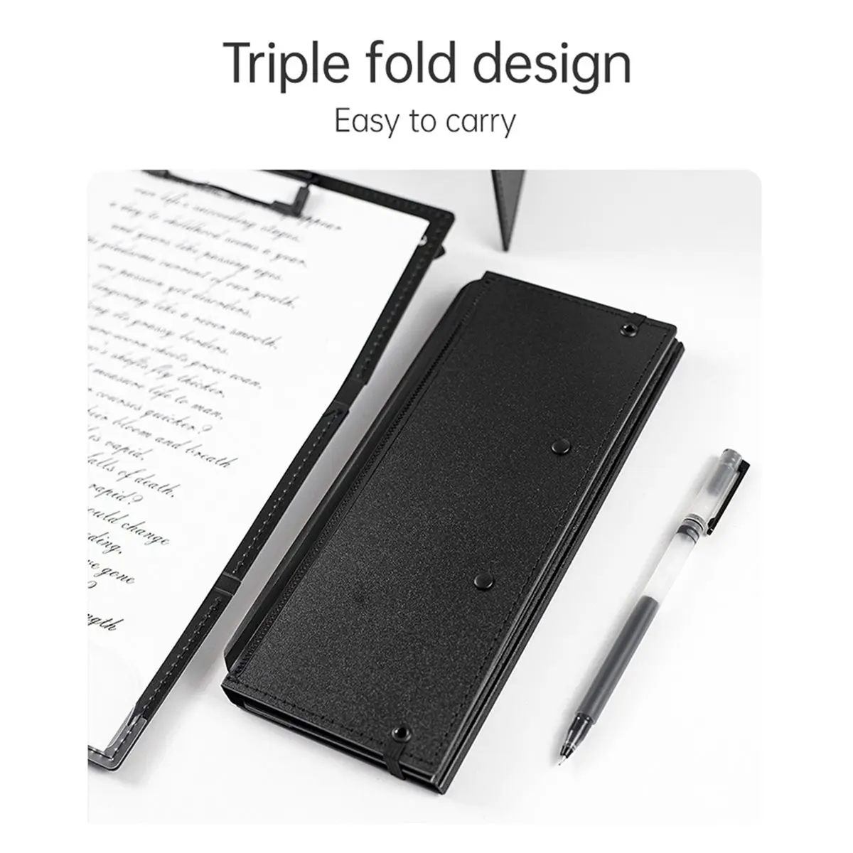 A20I Clipboard Foldable Handheld Folders Portable Writing Board 3 Layers Secure Paper Grip for Ducuments for Doctors Students