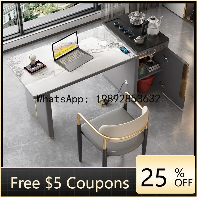 

Z1 Rock Slab Tea Table and Chair Set Modern Simple Multifunctional Tea Table with Kettle Integrated Office Desk