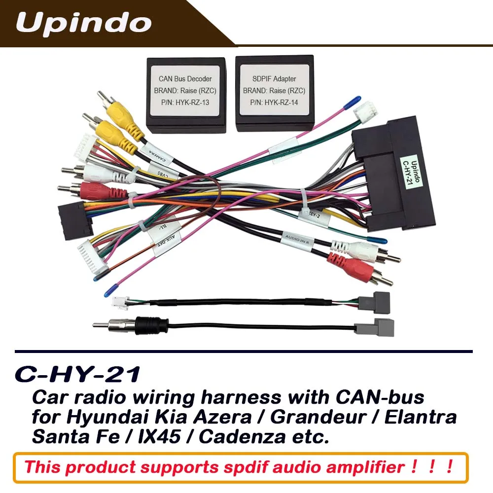 

Android Car Stereo Wiring Harness with CAN Bus Box For Kia Cadenza Hyundai Azera Santa Fe Plug and Play