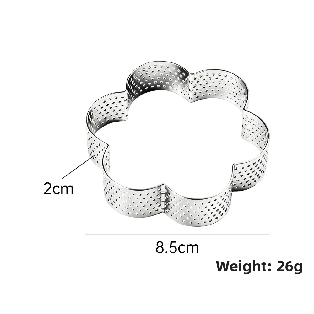 Flower Shaped Tart Ring Stainless Steel Material Metal Construction Cookie Cutter Mold Perforated Design Mousse Cake Ring