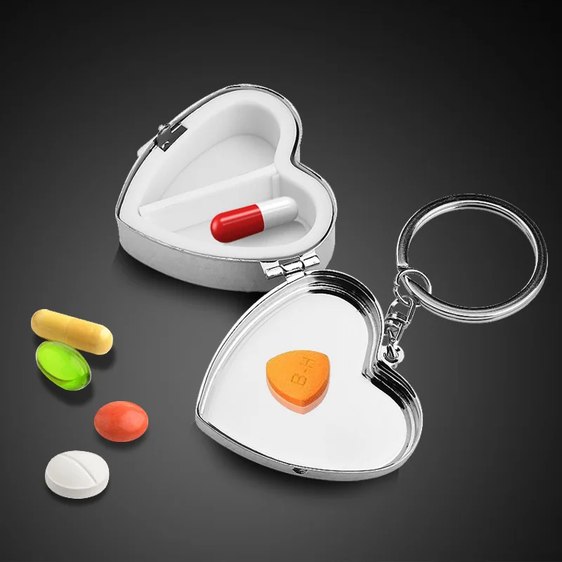 Stainless Steel Pill Box Keychain Portable Portable Pill Box Candy Box One Week Pill Box Gum Storage Box