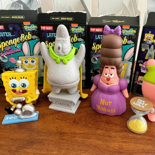 POPMART Life Transition Series SpongeBob Figurine Blind Box Desktop Ornament Home Decorations Dolls Model Mystery Box Gift view 4