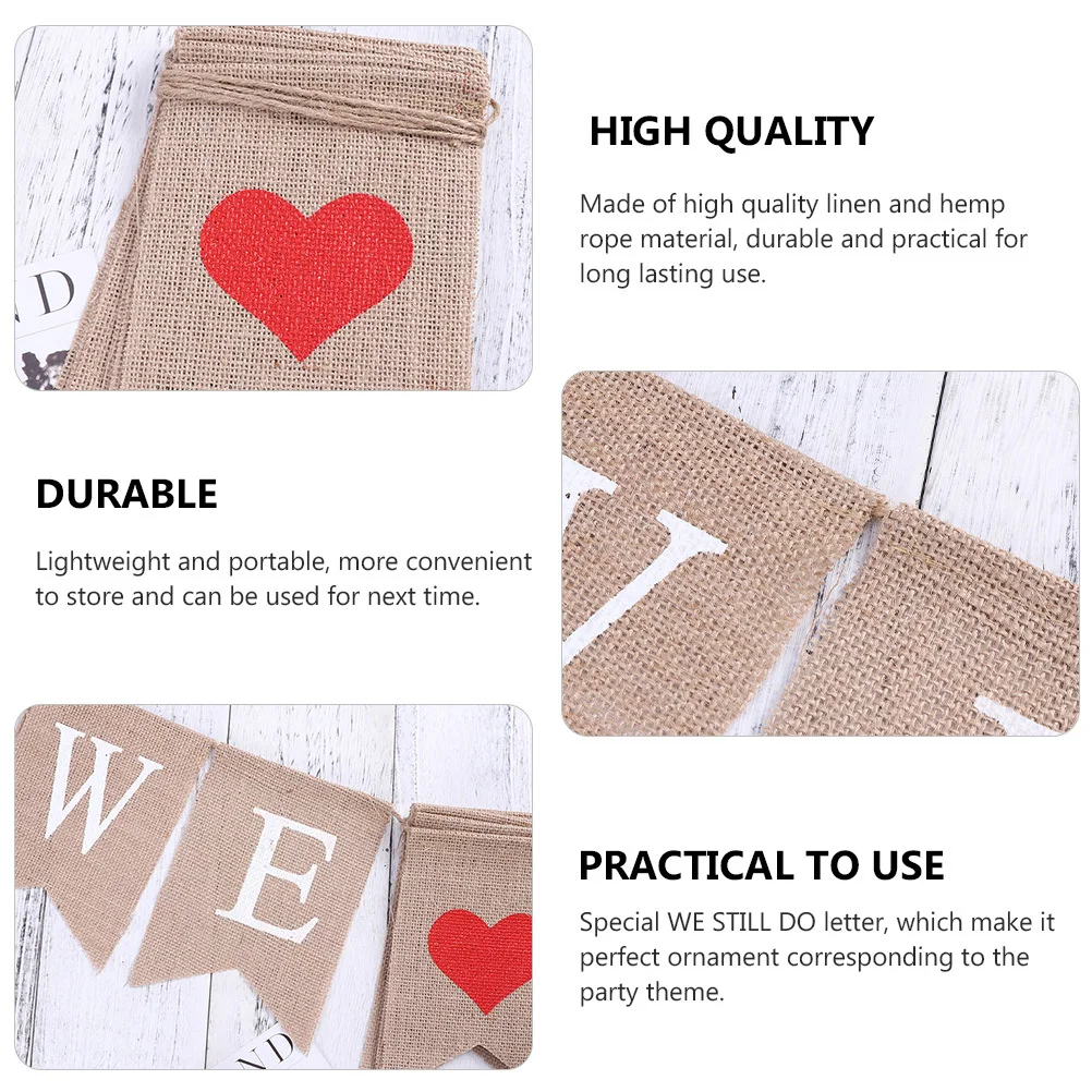 

2Pcs We Still Do Wedding Anniversary Banner Linen Bunting Romantic Party Hanging Flag Lightweight Wedding Party Supplies