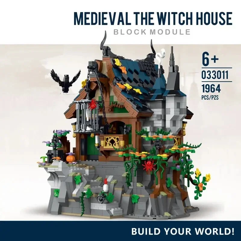 

1964PCS Witch Hut Building Blocks MOC Model Medieval Cottage City View Model Bricks Desktop Decoration Kid DIY Toy Birthday Gift