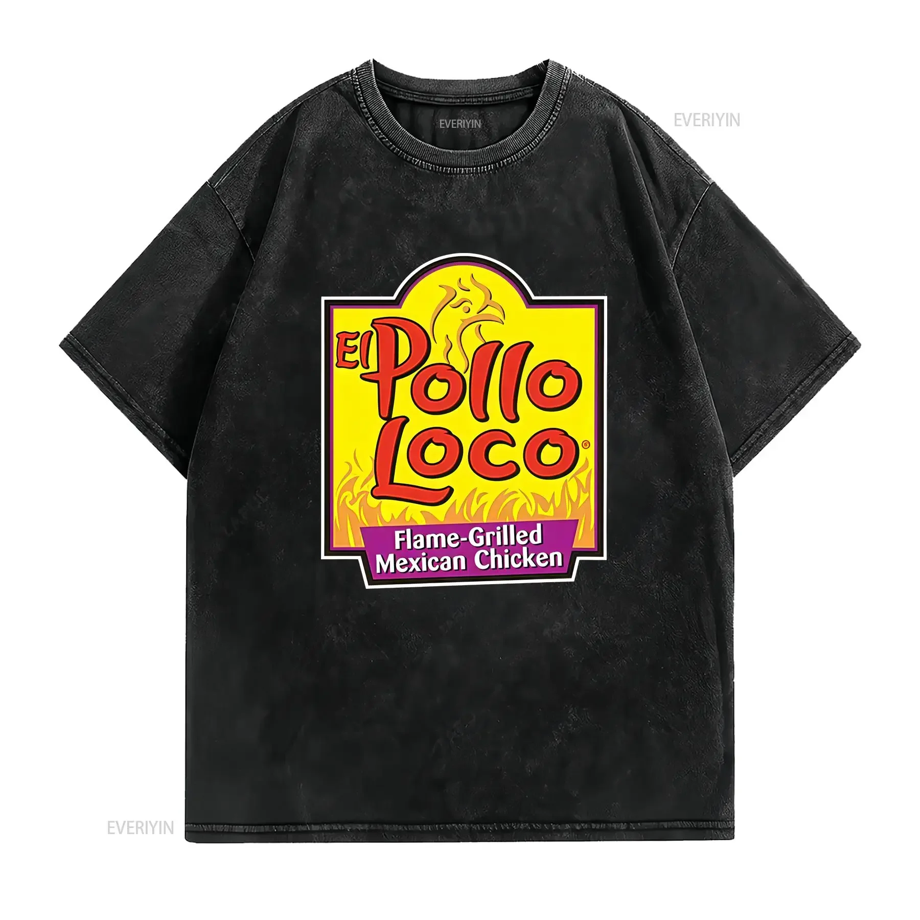 NEW SHIRT EL POLLO LOCO MEXICAN CHICKEN RESTAURANT LOGO T SIZE FUNNY S 5XL vintage Washed Breathable graphic homme Versatile