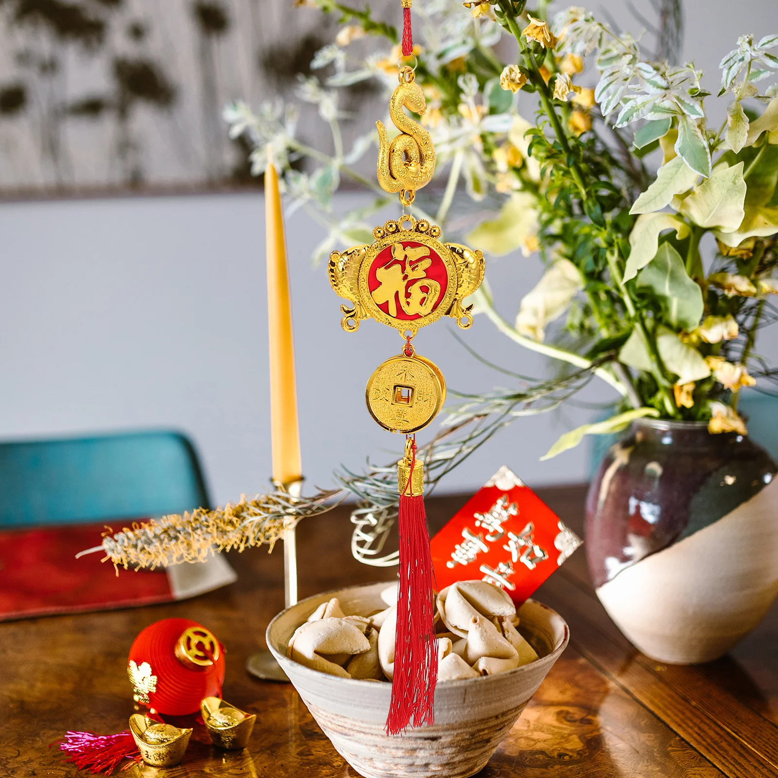 

5pcs Chinese New Year Hanging Decoration Snake Shaped Pendant Potted Ornament Tassel For Car Home Office Decorations Year Of