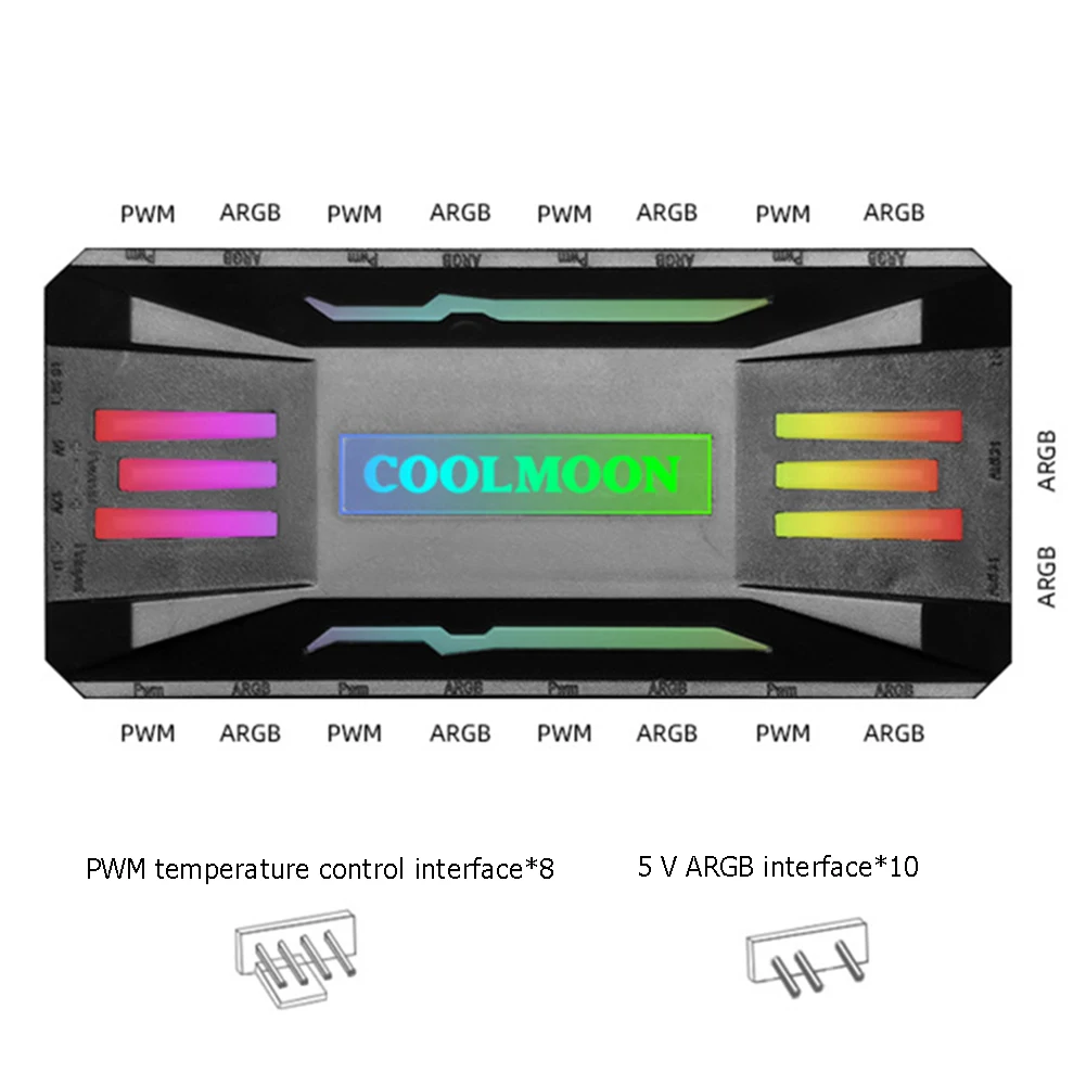 

COOLMOON 4Pin PWM 5V 3Pin ARGB Cooling Fan RGB Controller for PC Case Chassis