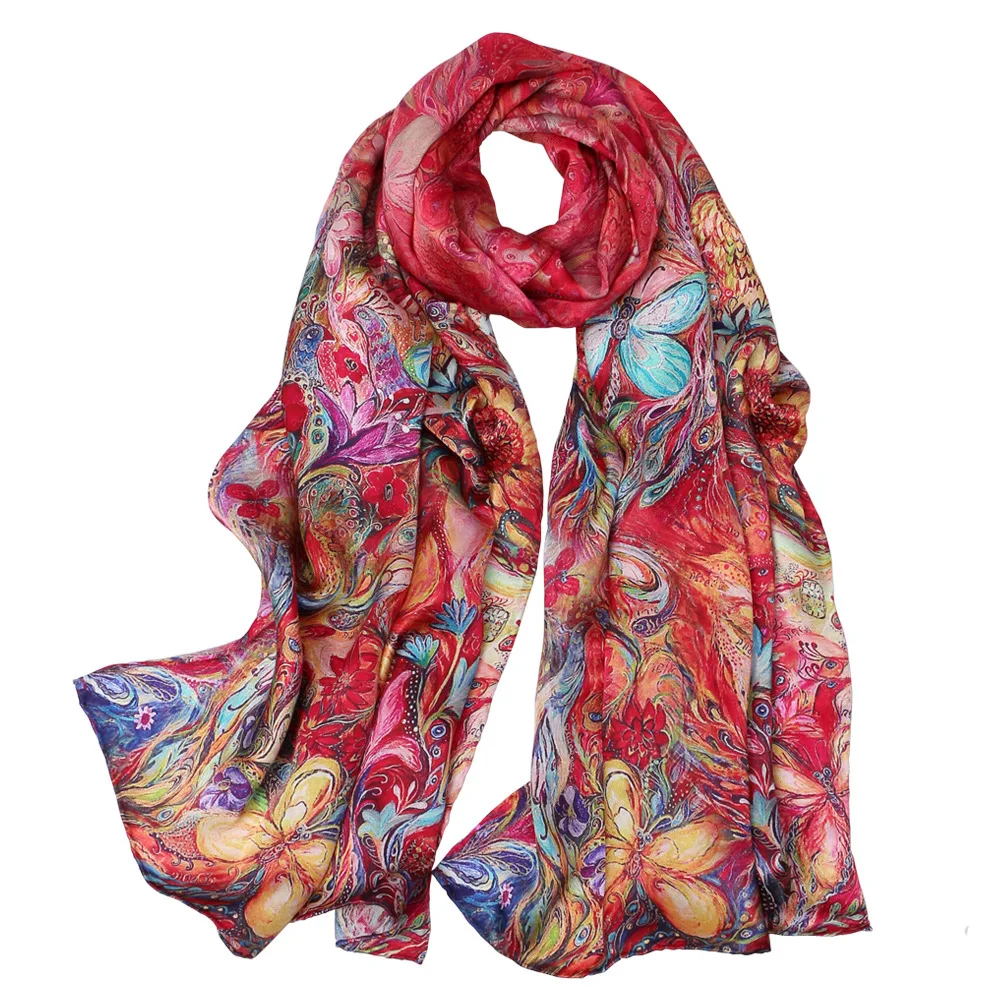 DANKEYISI Mulberry Long Scarf Women Silk Scarf Luxury Brand Scarf Shawl Silk Scarves Long Printed Shawls Beach Cover-ups