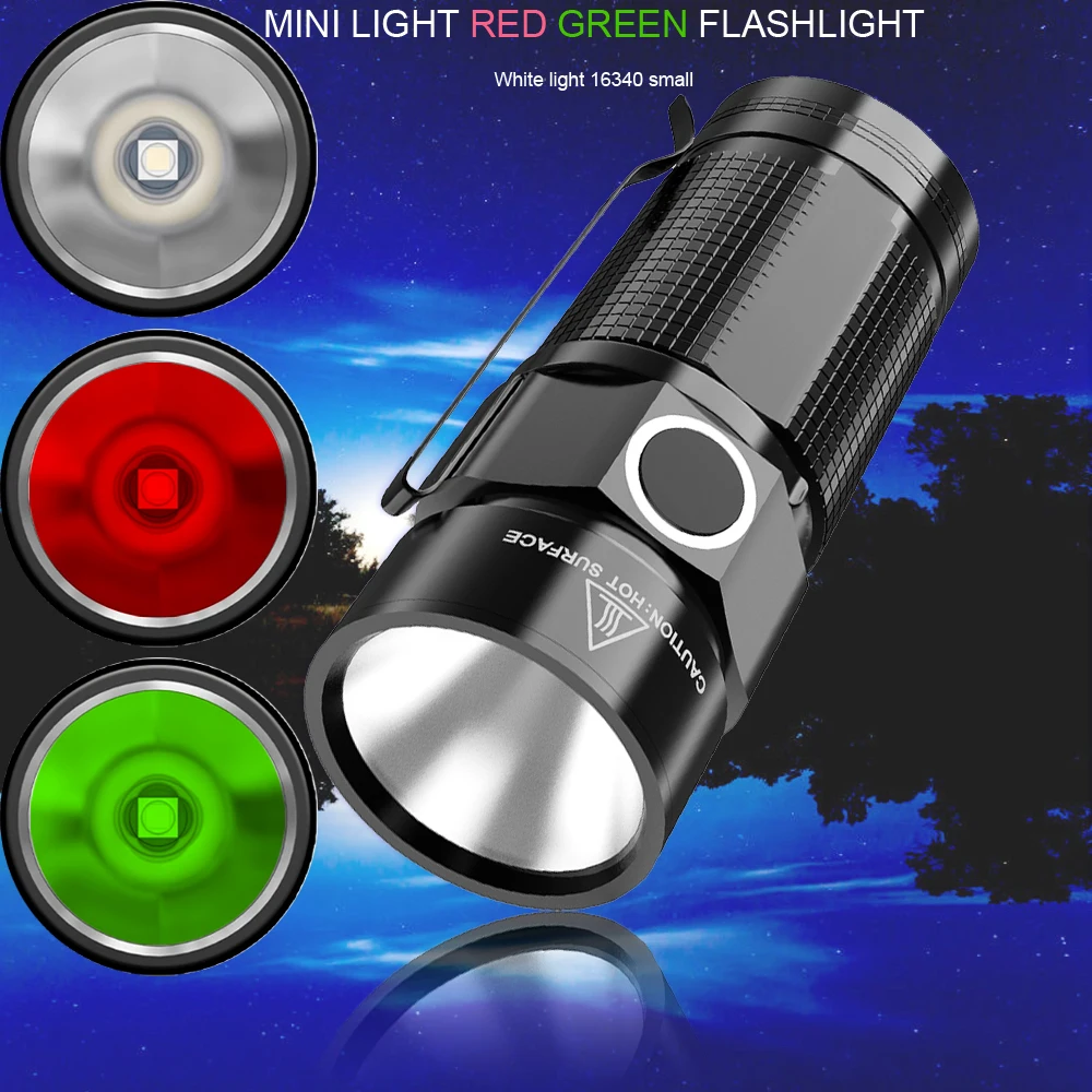 Mini flashlight USB charging 16340 battery with pen holder portable multi-functional waterproof aluminum alloy flashlight