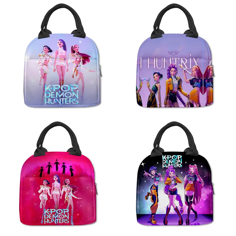 

Anime KPop Demon Hunters Lunch Bag Men Women Cartoon Style Handbags Thickened Insulation Lunch Box Bag teen 22x18x13cm
