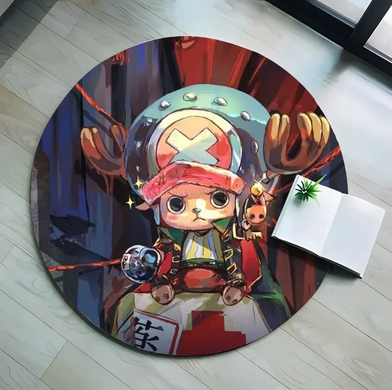 One Piece Flannel Round Floor Mats Anime Luffy Chopper Zoro Non-slip Carpet Cartoon Living Room Kitchen Bath Rug Home Decor Gift