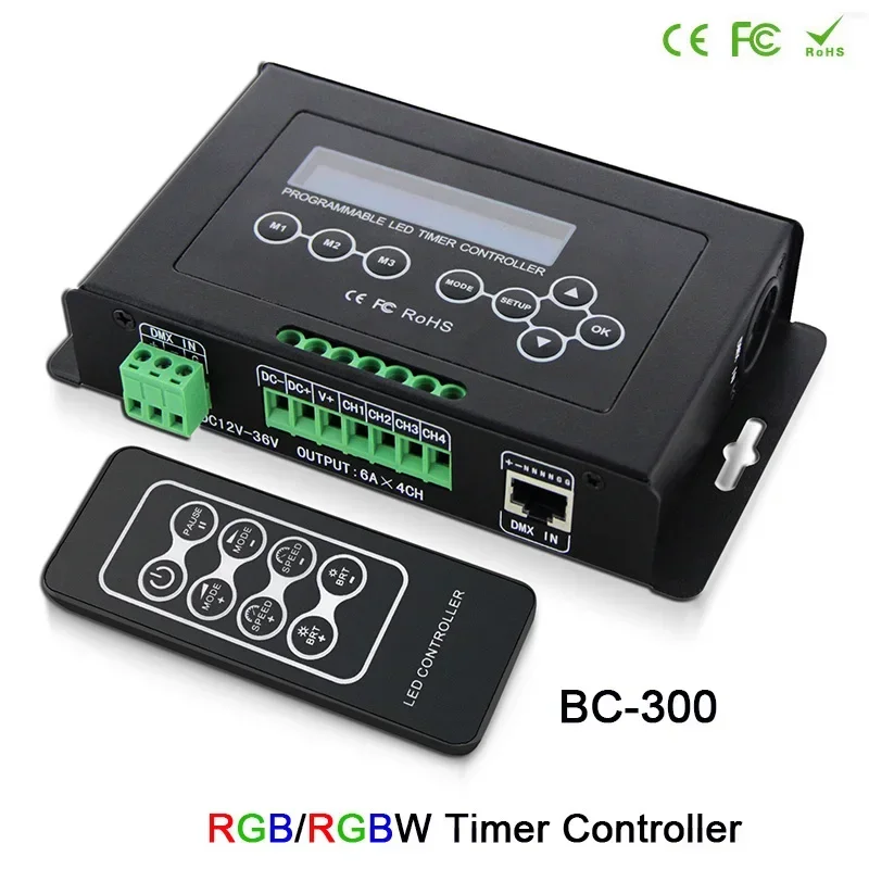 

BC-300 Time programmable LED Controller RGB RGBW Tape Controller programmable Timer Light DMX 512 signal Controller DC12V-36V