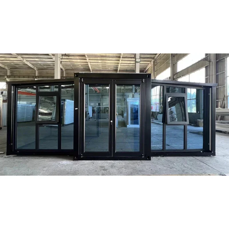 Commercial Modern High Quality Prefabricated Full Bathroom Kitchen 20Ft Extendable Container House with Glass Front
