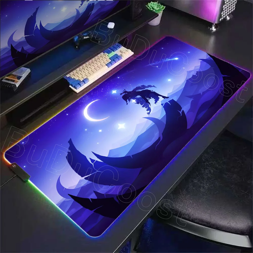 

New Pretty Genshin Impact Wallpaper PC RGB Desk Mat HD Print Layla Flins Furina Keyboard Mousepad Laptop Gaming Anime Mouse Pad