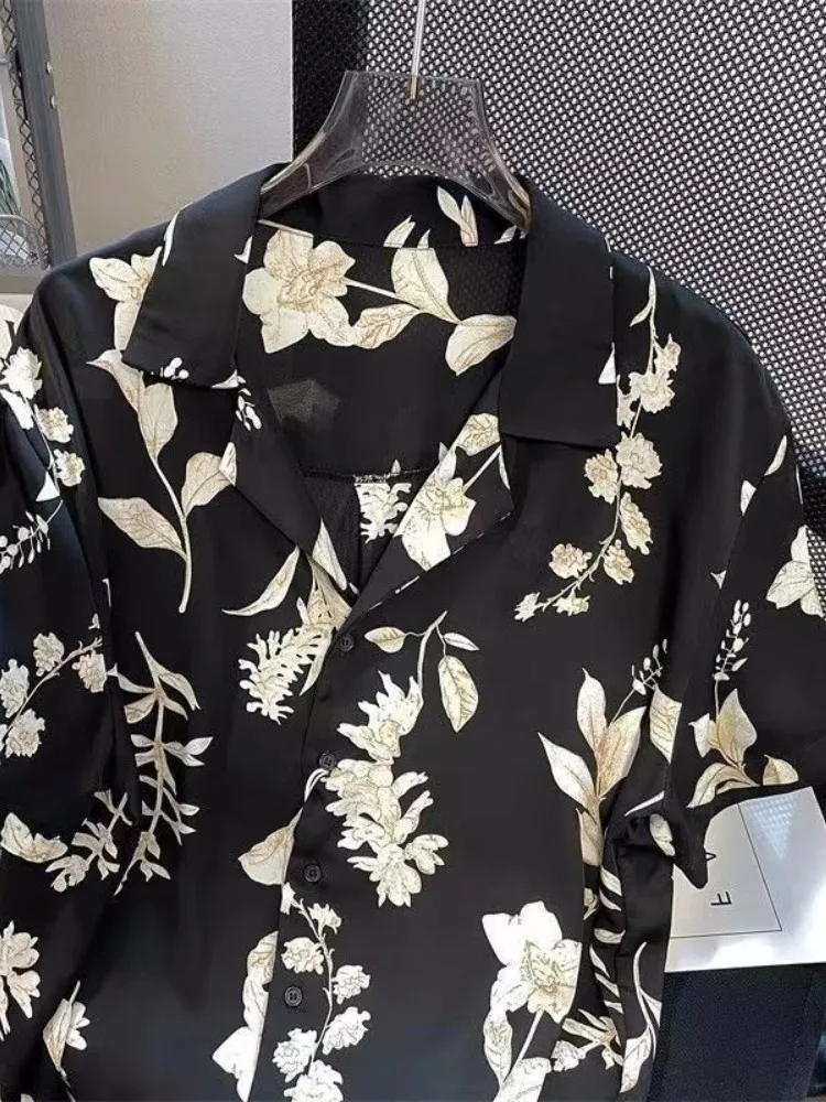 

Extra Large 300 Pounds Hong Kong Style Floral Shirt Loose Summer Hawaiian Beach Short Sleeve Couple's Shirt Unisex Casual Wear