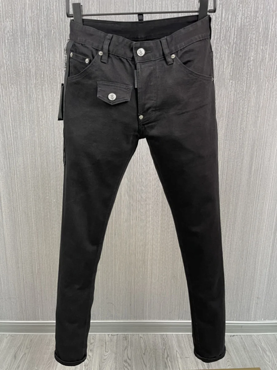 

Youthful Slim Fit Men's Jeans 2024 New Style D2 Denim Pants High-End Zipper Decoration Casual Straight Leg Trousers