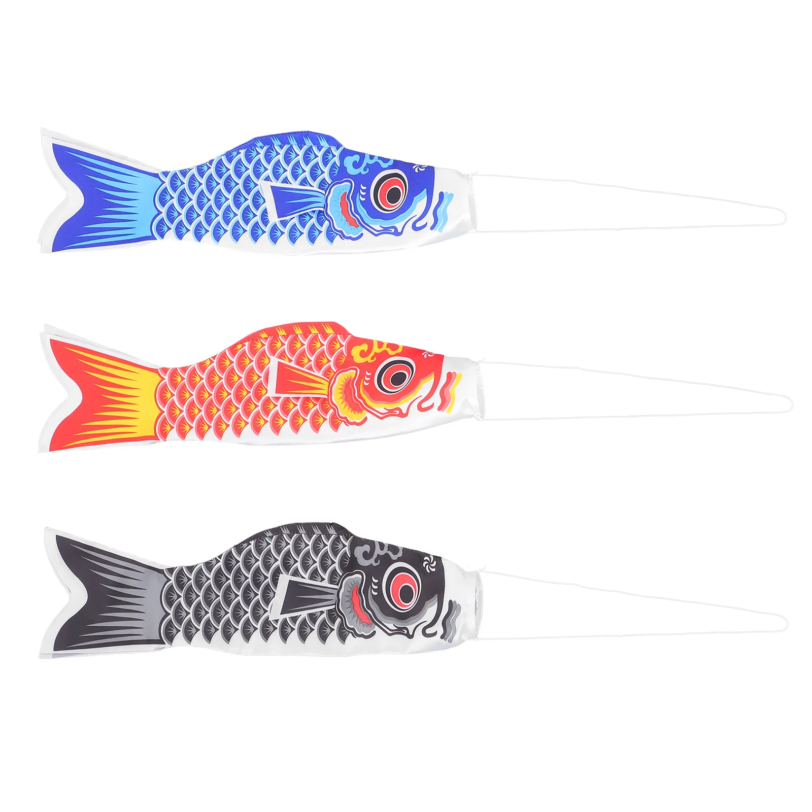 

3pcs Japanese Carp Streamer 40cm Fabric Flag Garden Hanging Decor Traditional Design Outdoor Indoor Banner Kite Fish