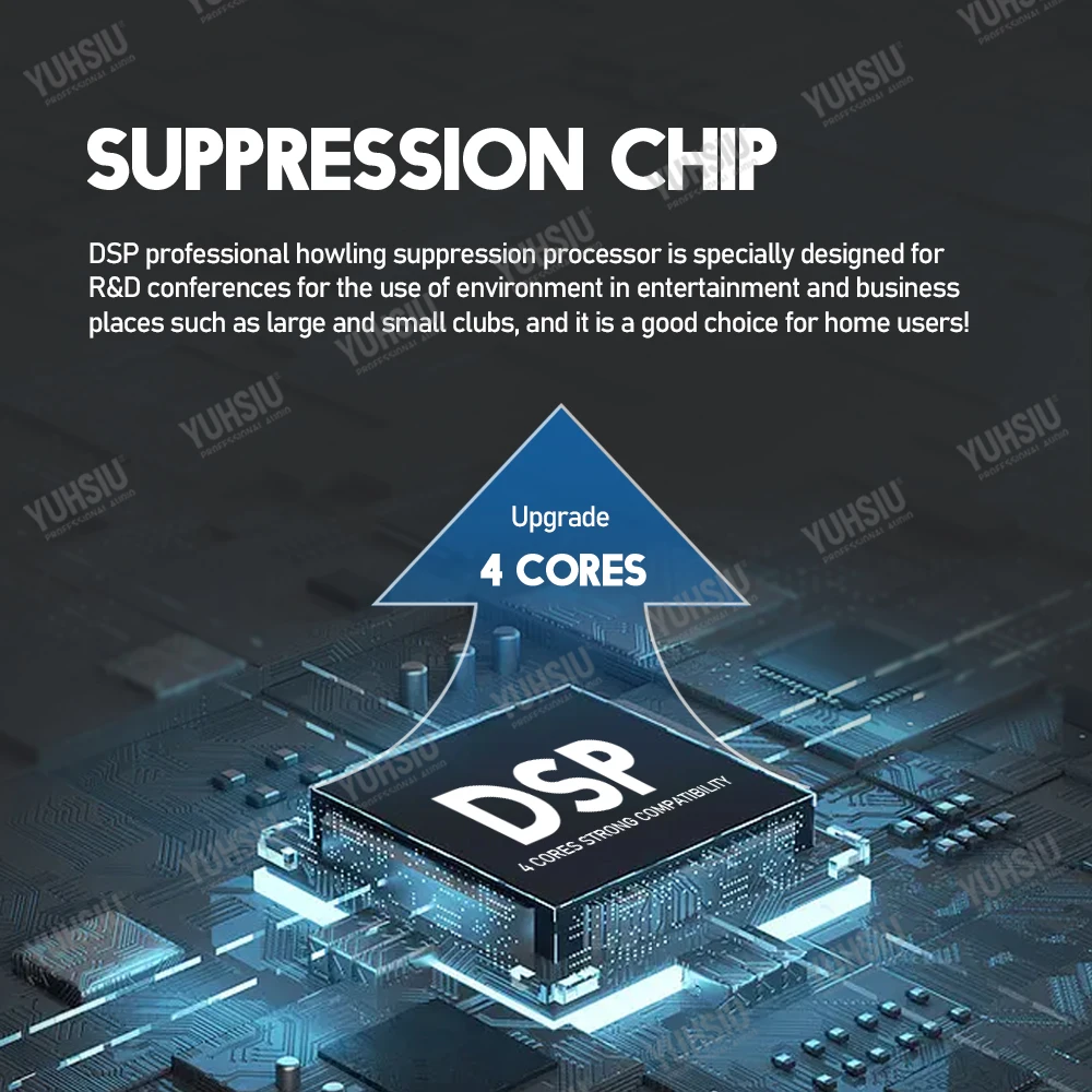 مدمرة ردود الفعل الاحترافية 6 في 6 خارج الأداء مرحلة المؤتمر التلقائي مكافحة عواء KTV ميكروفون تردد شيفتر