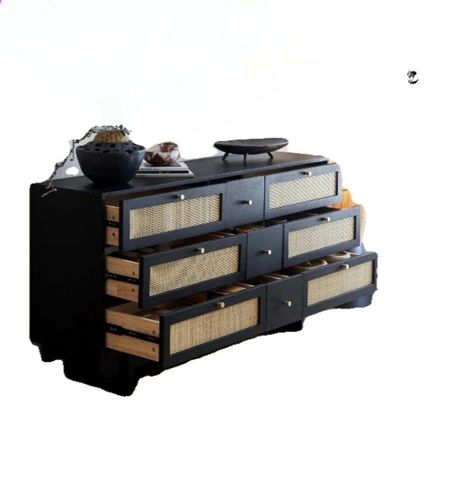 

American medieval solid wood nine-chest cabinet bedroom home simple modern storage drawer cabinet
