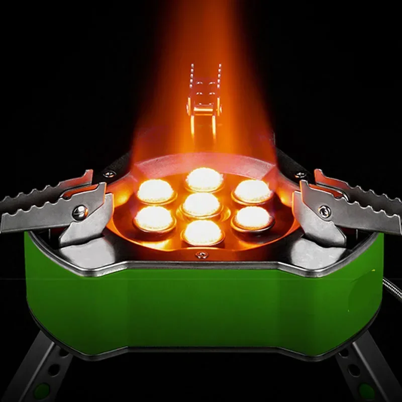 Cuisinière à gaz fendue portable, four 7 étoiles, réchaud durable, extérieur, décontracté, feu sauvage, Butane, vequefaction