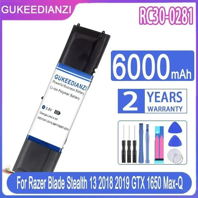 

RC30-0281 Durable 6000Mah For Razer Blade Stealth 13 2018 2019 Gtx 1650 Max-Q RZ09-03102E52-R3U1 RZ09-02812E71 Laptop Battery
