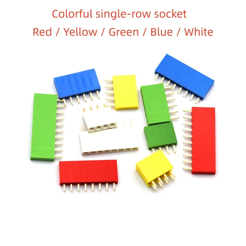 10/20PCS Single Row Pin Female Header Socket Pitch 2.54mm 1*4p 5p 6p 8p 10p  Connector Colorful single-row socket