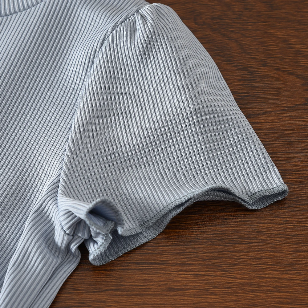 Sommerliche Freizeitkleidung für Mädchen von 3-7 Jahren: Blaues Kurzarm-Oberteil + Weiße Weste + Bedruckte Hose – Detail 6