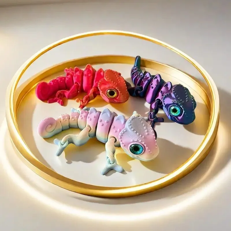 

Simulation 3D Printing Toy Chameleon Joint Movable Frog Kitchen Home Decoration Toy Gift