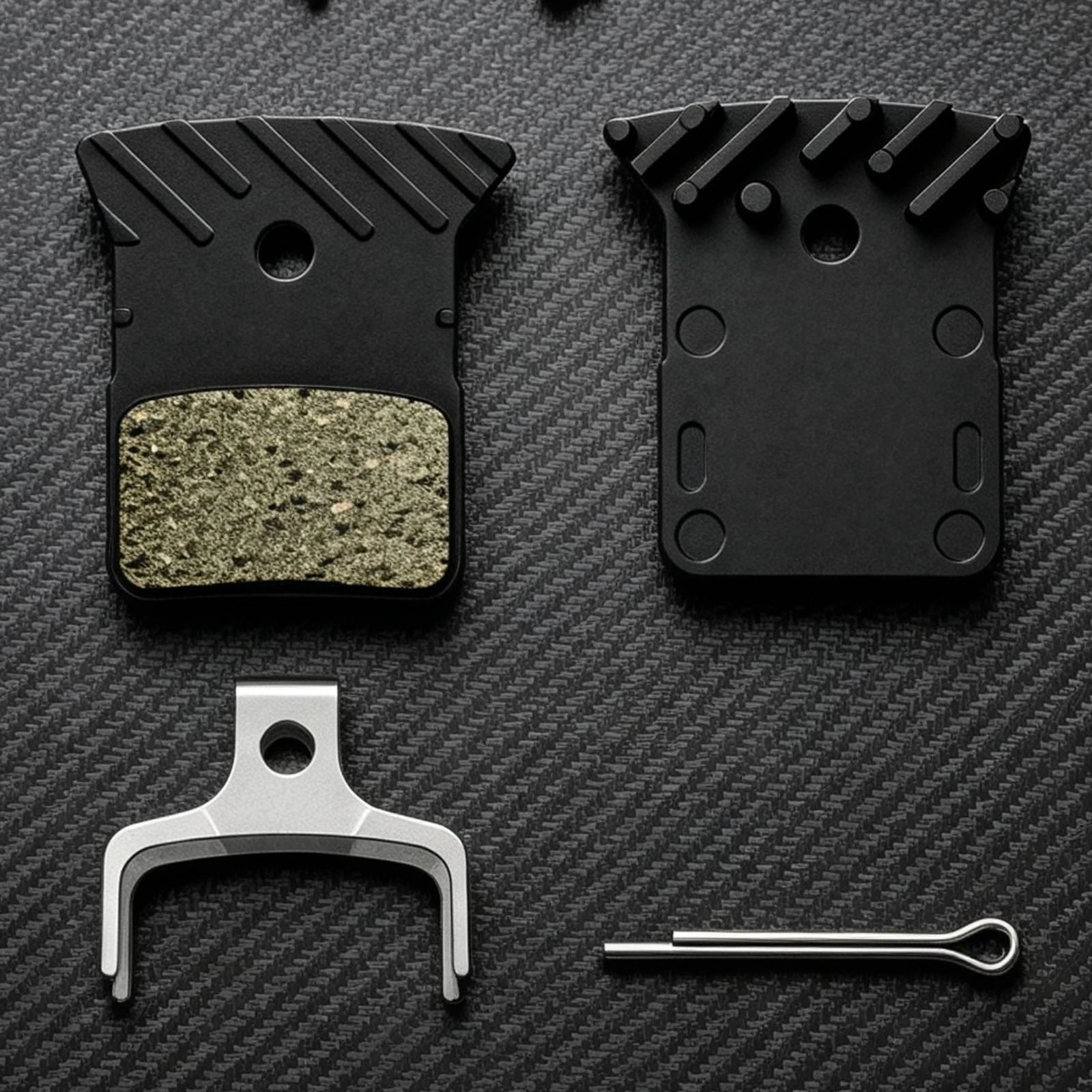 Cycle Brake Pads with Spring Stainless Steel Bike Brake Pads with Pin Hardware Long-Lasting Textured for Cyclists, Road Cycling