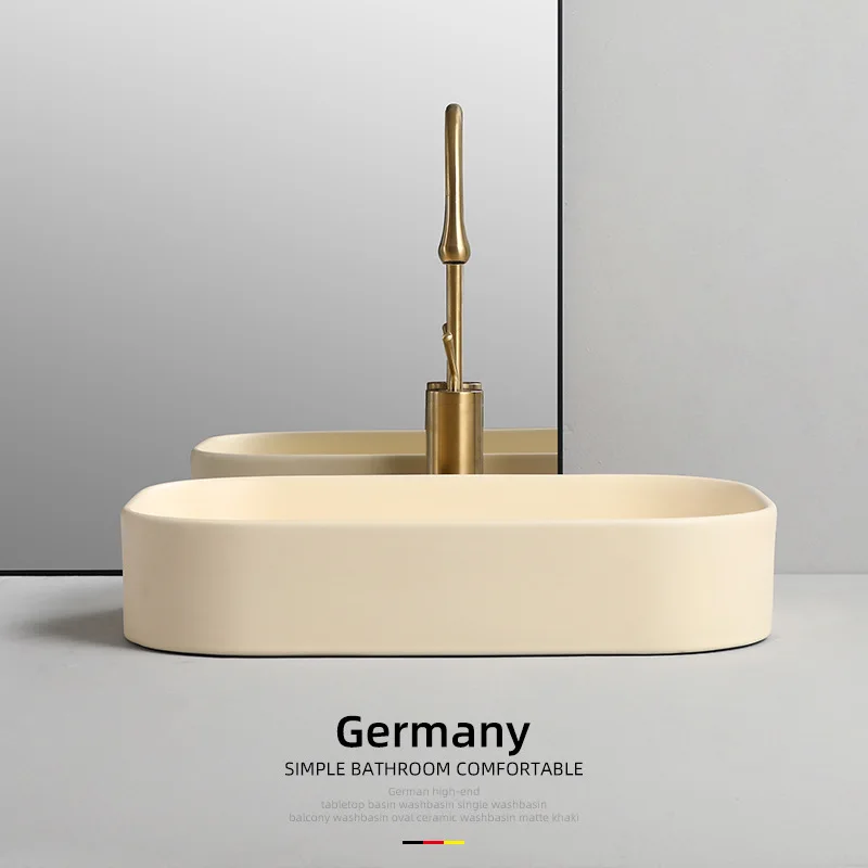 

French cream wind table basin bathroom rectangular household ceramic wash basin balcony art single
